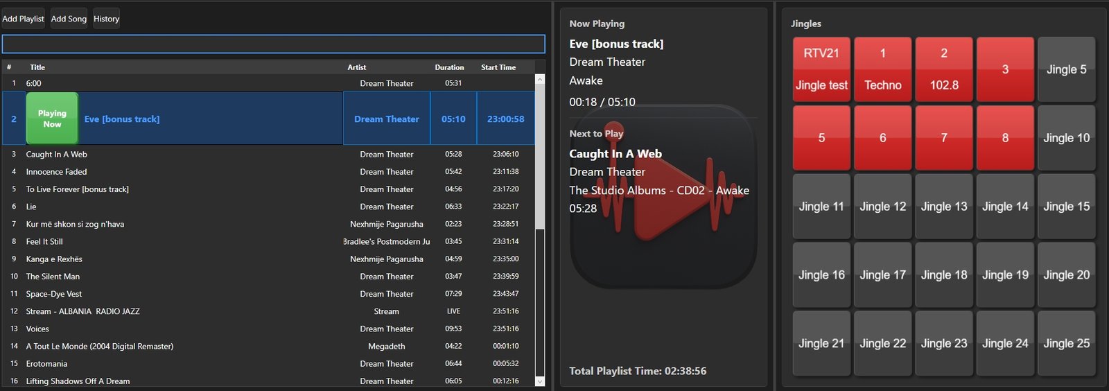 PlayOnRadio Playlist and Jingles