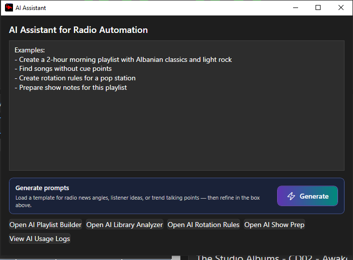 AI Assistant for radio automation
